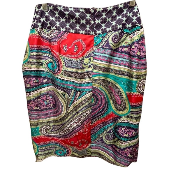 Etcetera 100% Silk Paisley Patchwork Skirt | Size 10 - Picture 3 of 3